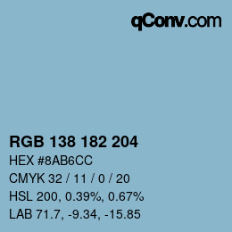 Color code: RGB 138 182 204 | qconv.com