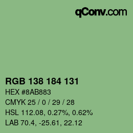 Color code: RGB 138 184 131 | qconv.com