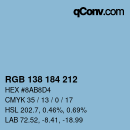 カラーコード: RGB 138 184 212 | qconv.com