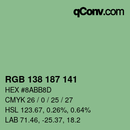 Color code: RGB 138 187 141 | qconv.com