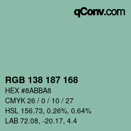 Color code: RGB 138 187 168 | qconv.com