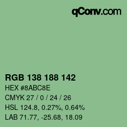 Color code: RGB 138 188 142 | qconv.com