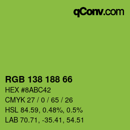 Color code: RGB 138 188 66 | qconv.com