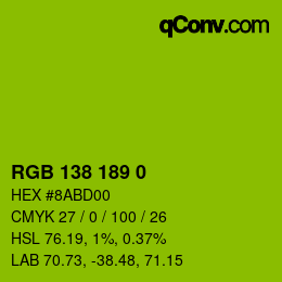 Color code: RGB 138 189 0 | qconv.com