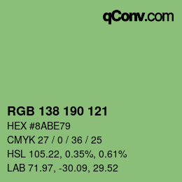 颜色代码: RGB 138 190 121 | qconv.com