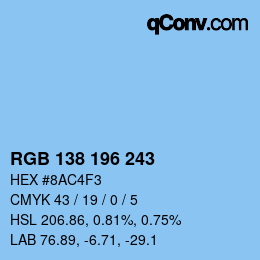 カラーコード: RGB 138 196 243 | qconv.com