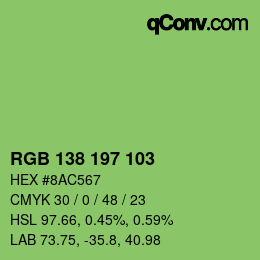 Color code: RGB 138 197 103 | qconv.com