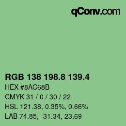 カラーコード: RGB 138 198.8 139.4 | qconv.com