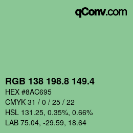 カラーコード: RGB 138 198.8 149.4 | qconv.com