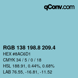 カラーコード: RGB 138 198.8 209.4 | qconv.com