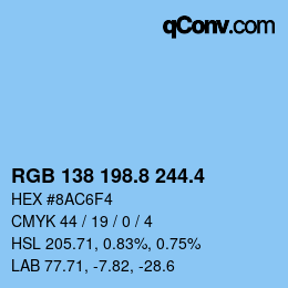 カラーコード: RGB 138 198.8 244.4 | qconv.com