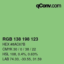 Color code: RGB 138 198 123 | qconv.com