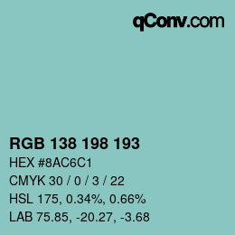 Código de color: RGB 138 198 193 | qconv.com