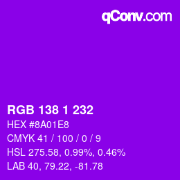 Color code: RGB 138 1 232 | qconv.com