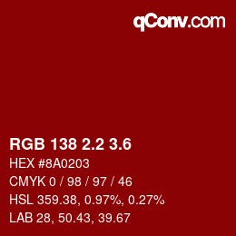 カラーコード: RGB 138 2.2 3.6 | qconv.com