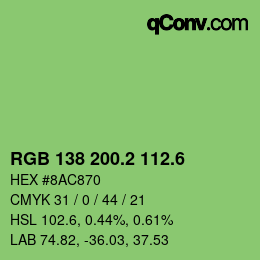 カラーコード: RGB 138 200.2 112.6 | qconv.com