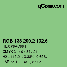 カラーコード: RGB 138 200.2 132.6 | qconv.com