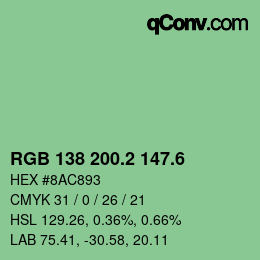 カラーコード: RGB 138 200.2 147.6 | qconv.com