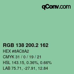 カラーコード: RGB 138 200.2 162 | qconv.com