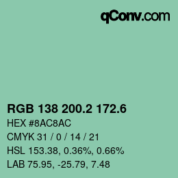 カラーコード: RGB 138 200.2 172.6 | qconv.com