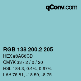 カラーコード: RGB 138 200.2 205 | qconv.com