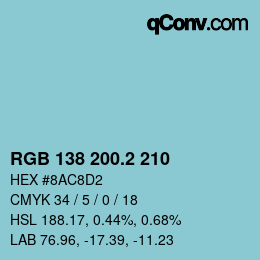 カラーコード: RGB 138 200.2 210 | qconv.com