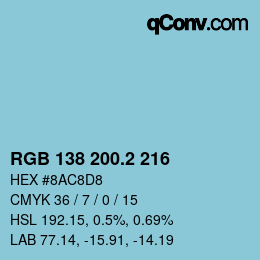 カラーコード: RGB 138 200.2 216 | qconv.com