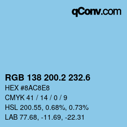 カラーコード: RGB 138 200.2 232.6 | qconv.com