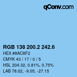 カラーコード: RGB 138 200.2 242.6 | qconv.com
