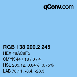 カラーコード: RGB 138 200.2 245 | qconv.com