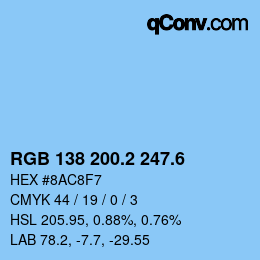 カラーコード: RGB 138 200.2 247.6 | qconv.com