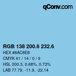 カラーコード: RGB 138 200.6 232.6 | qconv.com