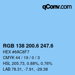 カラーコード: RGB 138 200.6 247.6 | qconv.com