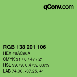 Color code: RGB 138 201 106 | qconv.com