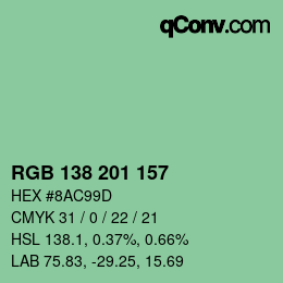 Color code: RGB 138 201 157 | qconv.com