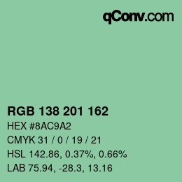 Color code: RGB 138 201 162 | qconv.com