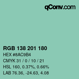 Color code: RGB 138 201 180 | qconv.com