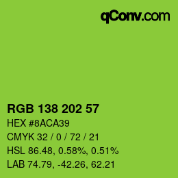 カラーコード: RGB 138 202 57 | qconv.com