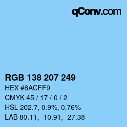 カラーコード: RGB 138 207 249 | qconv.com