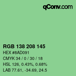 颜色代码: RGB 138 208 145 | qconv.com