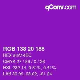 Color code: RGB 138 20 188 | qconv.com