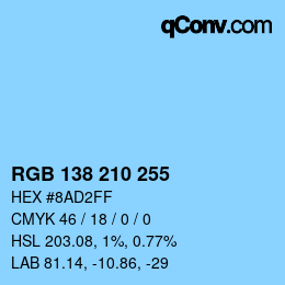 Color code: RGB 138 210 255 | qconv.com