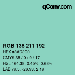 Color code: RGB 138 211 192 | qconv.com