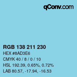 Color code: RGB 138 211 230 | qconv.com