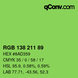 Color code: RGB 138 211 89 | qconv.com