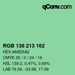 Color code: RGB 138 213 162 | qconv.com