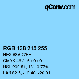 カラーコード: RGB 138 215 255 | qconv.com