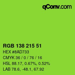 颜色代码: RGB 138 215 51 | qconv.com