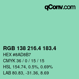 カラーコード: RGB 138 216.4 183.4 | qconv.com
