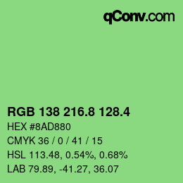 カラーコード: RGB 138 216.8 128.4 | qconv.com